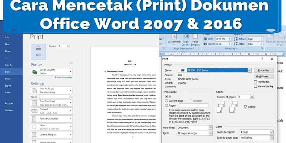Cara ngeprint di laptop Microsoft Word 2007