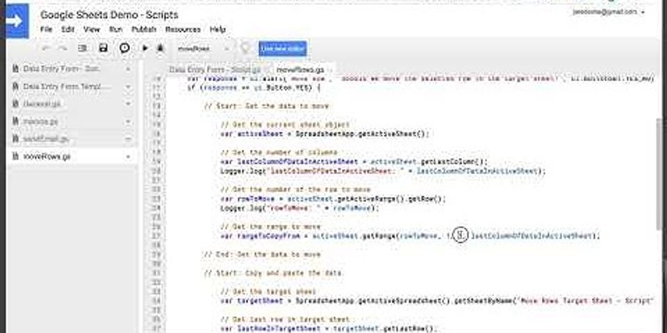Google Sheets print button script